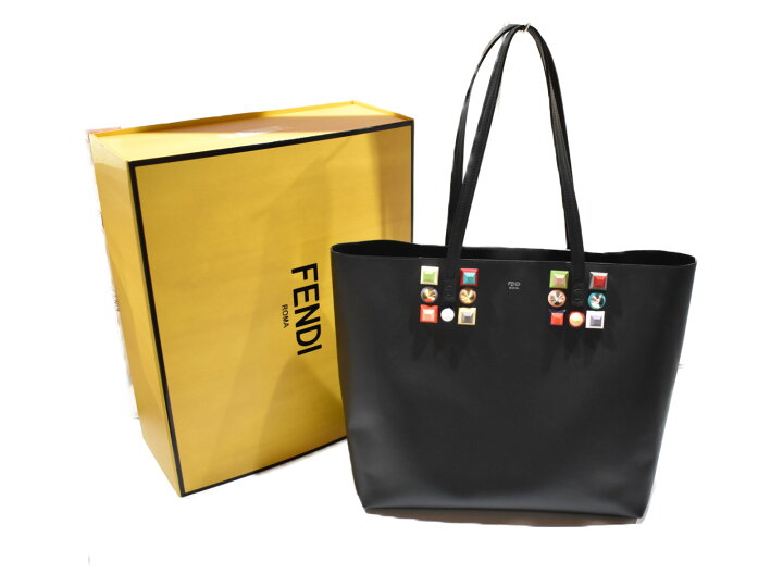 楽天市場】【中古☆】FENDI スタッズトート 8BH335 ブラック レザー 