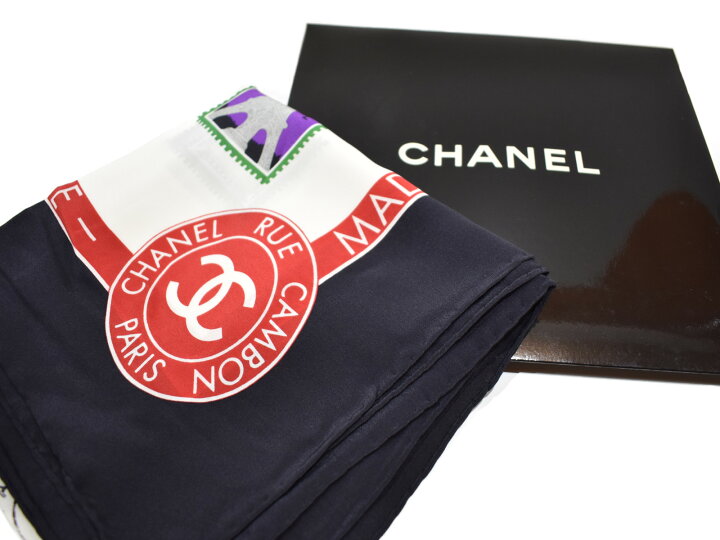 楽天市場】CHANEL世界切手モチーフ大判スカーフ シルク100 