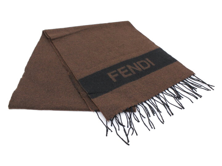 楽天市場】FENDI フェンディ マフラー ブラウン ブラック メンズ【中古  