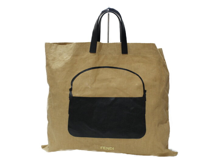 楽天市場】FENDI トートバッグ 8BH249 リネン×レザー ベージュ 