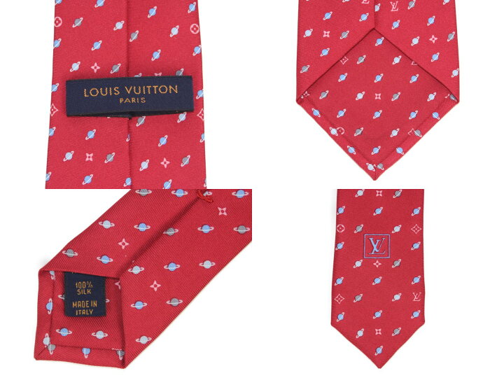 楽天市場 Louis Vuitton Lvロゴ 土星モチーフ ネクタイ M レッド シルク100 メンズ 人気 ブランド 定番 宇宙 スペース かわいい 柄 中古 松前r56号店 かんてい局松前ｒ５６号店