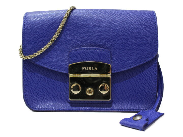 楽天市場】FURLA フルラ メトロポリス レザー ブルー チェーン 