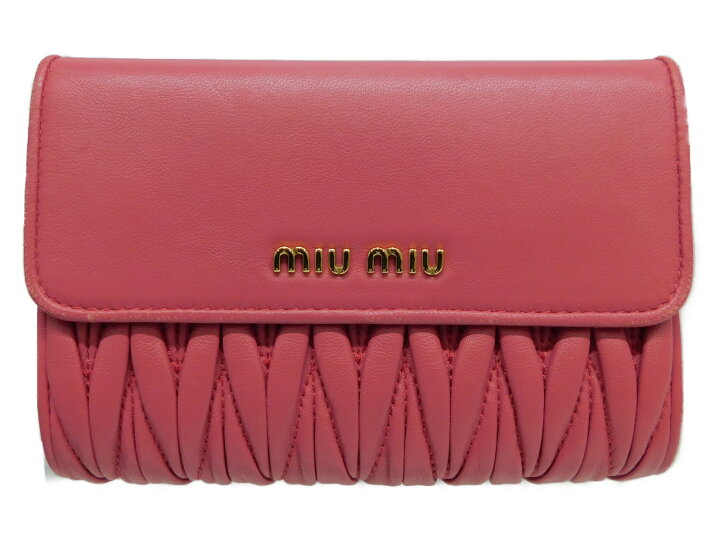 楽天市場】miumiu ミュウミュウ 二つ折り財布 5ML225 ピンク系  