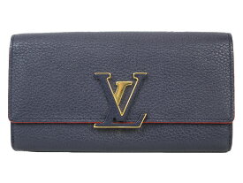 LOUIS VUITTON ルイヴィトン ポルトフォイユ・カプシーヌ M63739 長財布 ロングウォレット マリーヌルージュ ネイビー レッド トリヨンレザー レディース プレゼント包装可【中古】松前R56店