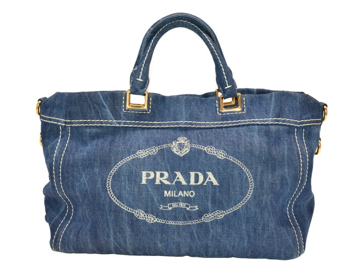 楽天市場】【おしゃれ☆中古品】PRADA 2WAYトートバッグ BN2069 ブルー 