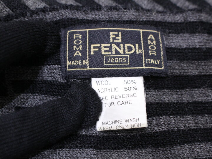 楽天市場】FENDI フェンディ マフラー ズッカ柄 ストライプ ブラック  