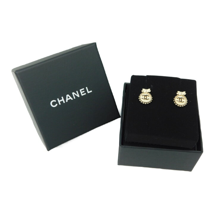 楽天市場】【箱アリ】CHANEL シャネル ココマーク リボンピアス A14V  