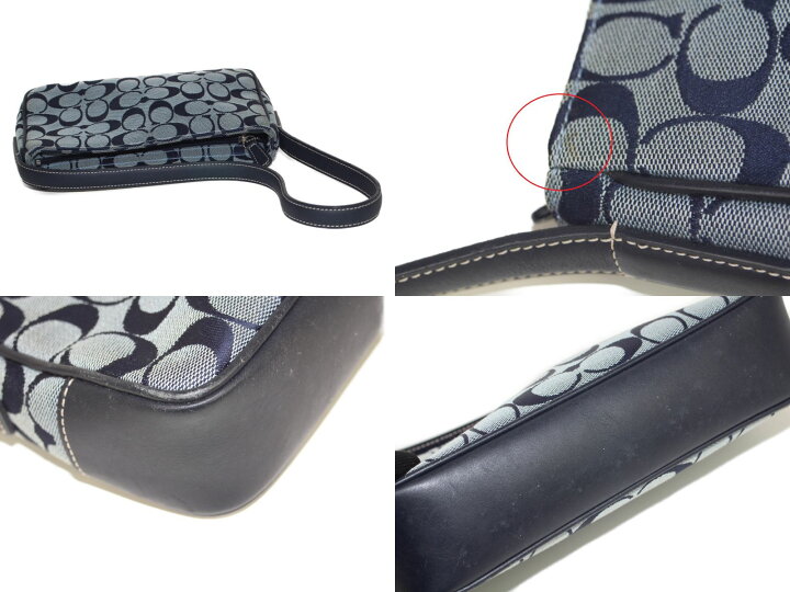 楽天市場】COACH シグネチャーアクセサリーポーチ M1J 6023 ネイビー系 