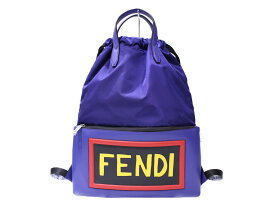 【☆未使用品☆】【布袋あり】FENDI　フェンディ　ロゴバックパック　7VZ034-SLS　ナイロン×レザー　ブルー　リュックサック　メンズ　シンプル　ギフト　プレゼント包装可　【中古】　松前R56号店