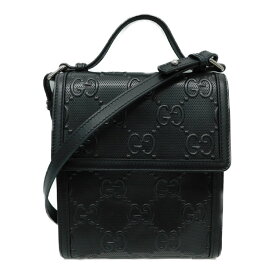 【箱・布袋あり】GUCCI　グッチ　エンボスメッセンジャーバッグ　625782　ショルダーバッグ　斜め掛け　ハンドル付き　2WAYバッグ ブラック　黒　ショルダー調節可　レザー　レディース　メンズ　ユニセックス　ギフト　プレゼント　ラッピング包装可【中古】 新居浜店