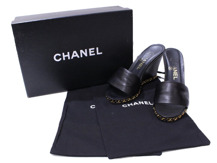 楽天市場】【箱・布袋あり】CHANEL ゴールドチェーンサンダル 