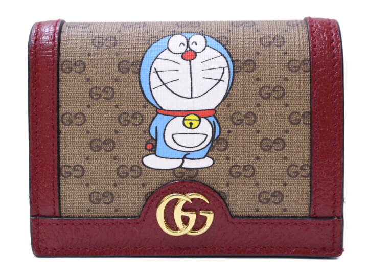 希少GUCCI ドラえもんコラボ折り財布GG 赤コンパクトウォレット（楽天  