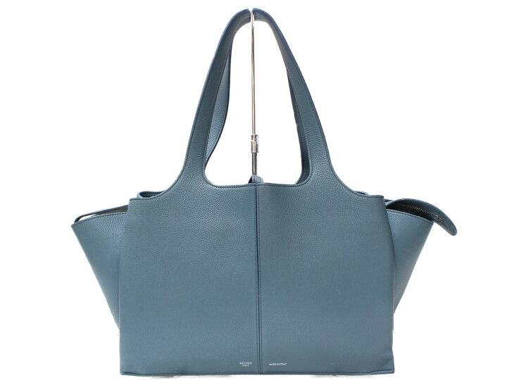 楽天市場】CELINE トリフォルド ミディアム レザー ブルー トート 