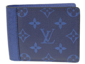 LOUIS VUITTON ルイヴィトン ポルトフォイユ・ミュルティプル M30299 タイガラマ コバルト ブルー系 レザー モノグラム・キャンバス メンズ 人気 ブランド LV 二つ折り財布 札入れ【中古】松前R56号店