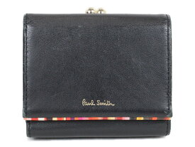 【箱あり】Paul Smith　ポールスミス　コンパクトウォレット　ブラック　レザー　ストライプ　シンプル　レディース　ギフト　プレゼント包装可【中古】松前R56号店