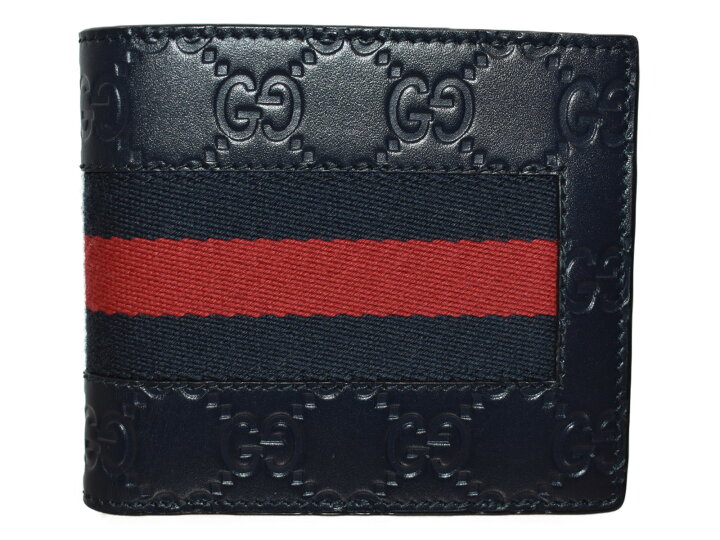 楽天市場】【箱・布袋あり】GUCCI二つ折り財布 408826 ネイビー×レッド  
