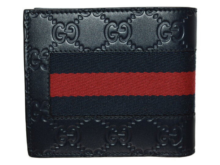 楽天市場】【箱・布袋あり】GUCCI二つ折り財布 408826 ネイビー×レッド  