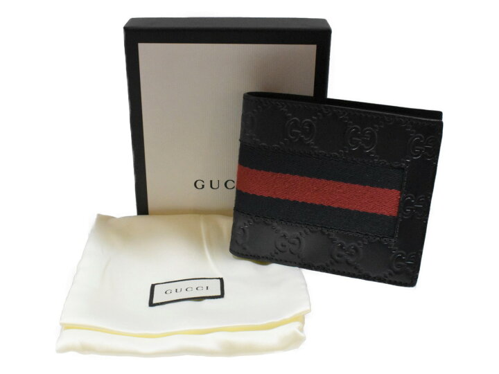 楽天市場】【箱・布袋あり】GUCCI二つ折り財布 408826 ネイビー×レッド  