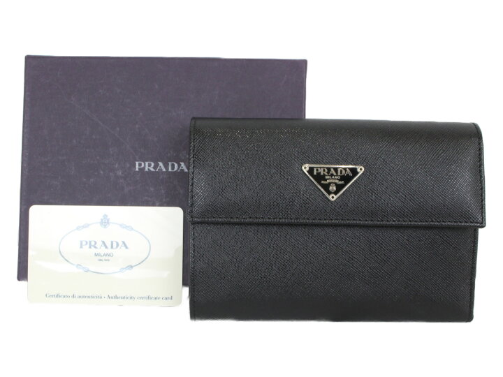 楽天市場】PRADA 2つ折り財布 M510A ブラック サフィアーノ 