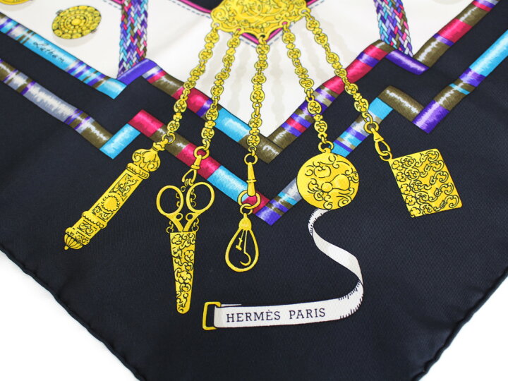 楽天市場】HERMES エルメス カレ90 Petite main お針子さん ブラック  
