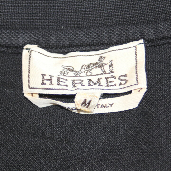 楽天市場】HERMES エルメス 胸ポケットH刺繍付きポロシャツ ブラック 
