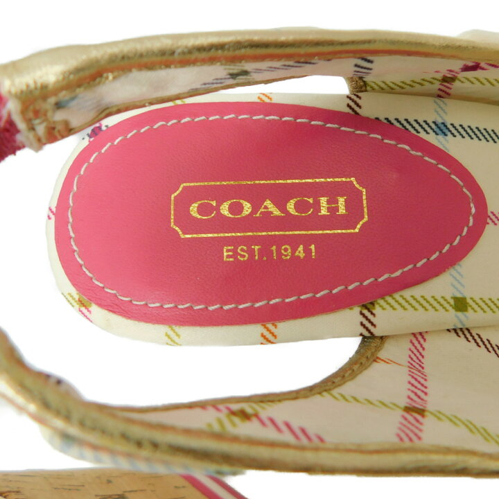 楽天市場】COACH コーチ シグネチャー ウェッジサンダル 22cm ピンク 