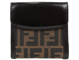 FENDI　フェンディ　Wホックコンパクト財布　2251 01695 099　2つ折り財布　ズッカ柄　ブラウン　キャンバス×レザー　シンプル　レディース　メンズ　ユニセックス　ギフト　プレゼント包装可【中古】松前R56号店