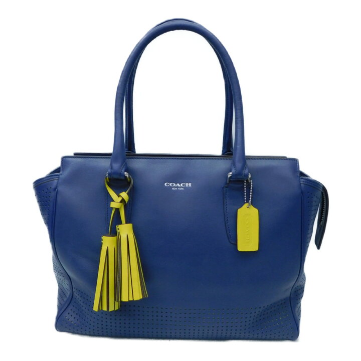 楽天市場】COACH コーチ ハンドバッグ ネイビー系 青 イエロー系 