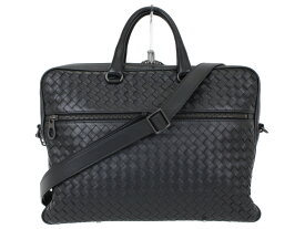 【布袋あり】BOTTEGA VENETA　ボッテガヴェネタ　 イントレチャートブリーフケース　516110-V4651　ビジネスバッグ　ハンドバッグ　ショルダーバッグ　レザー　ブラック　メンズ　ギフト　プレゼント包装可【中古】松前R56号店