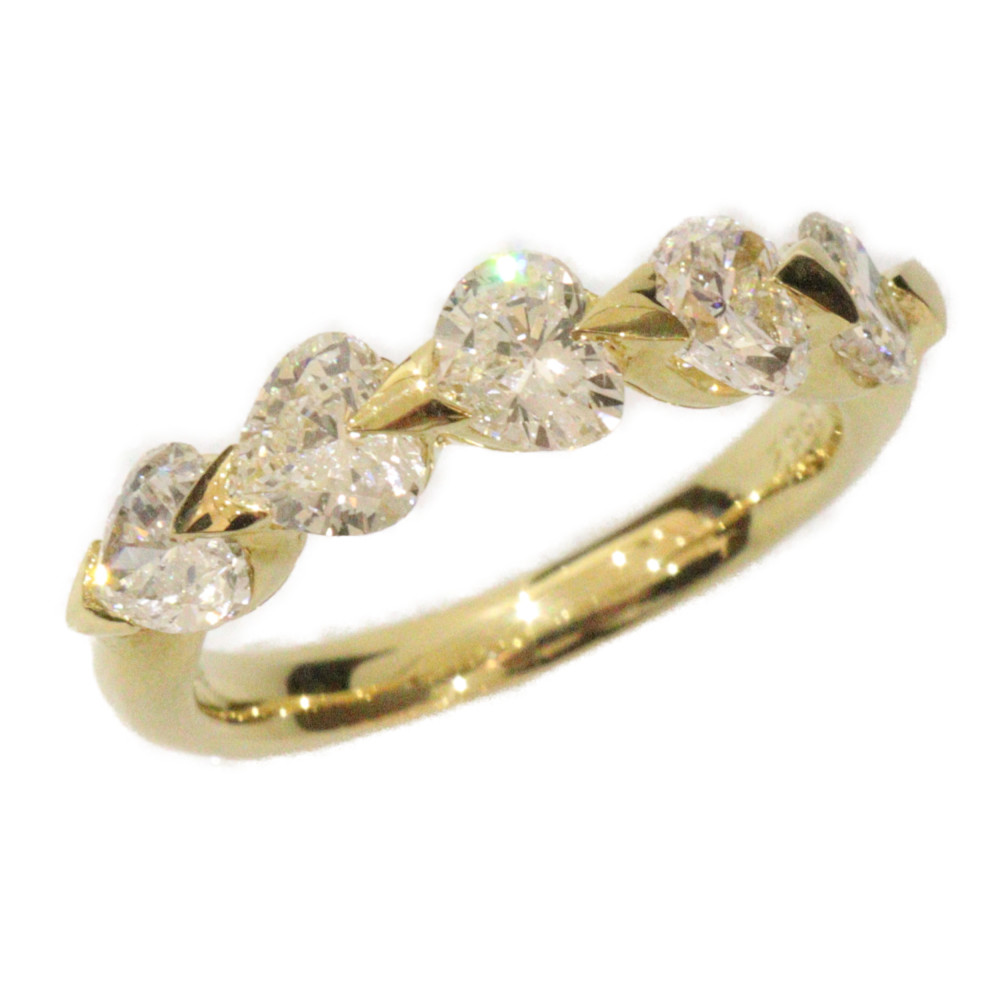 <BR>ダイヤモンド5P 1.682ct 美しいハート一文字デザインリング K18 イエローゴールド 約11.5号 4.4g レディース ウィメンズ プレゼント アクセサリー ジュエリー 指輪 ゴージャス松前R56号店
