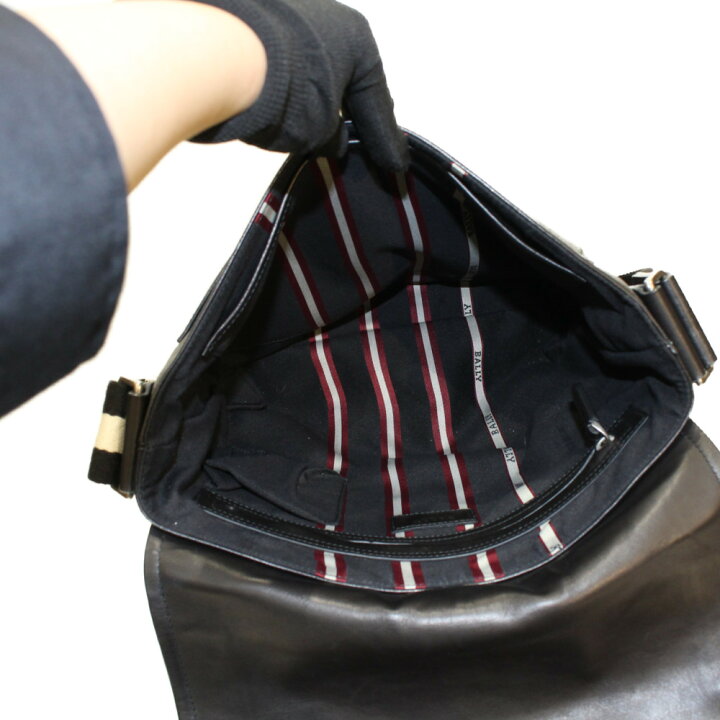 楽天市場】BALLY メッセンジャーバッグ ブラック系 黒系 レザー メンズ  