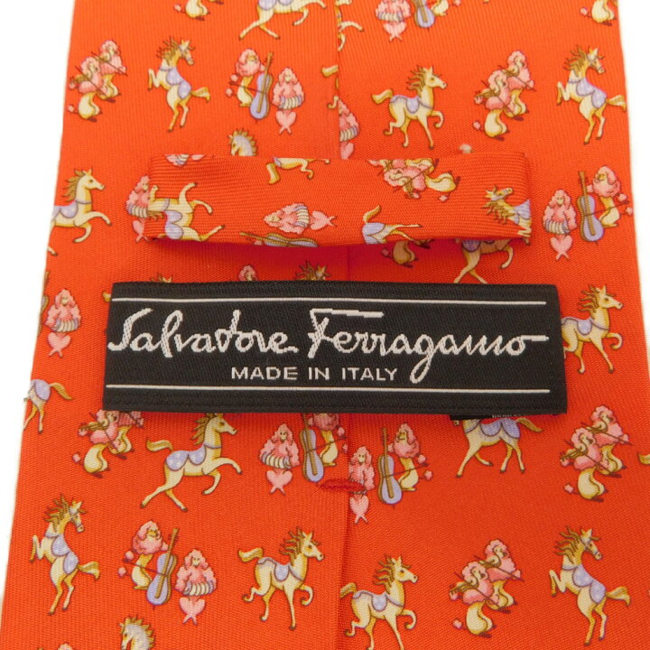 楽天市場】Salvatore Ferragamo フェラガモ ネクタイ オレンジ系 馬柄 