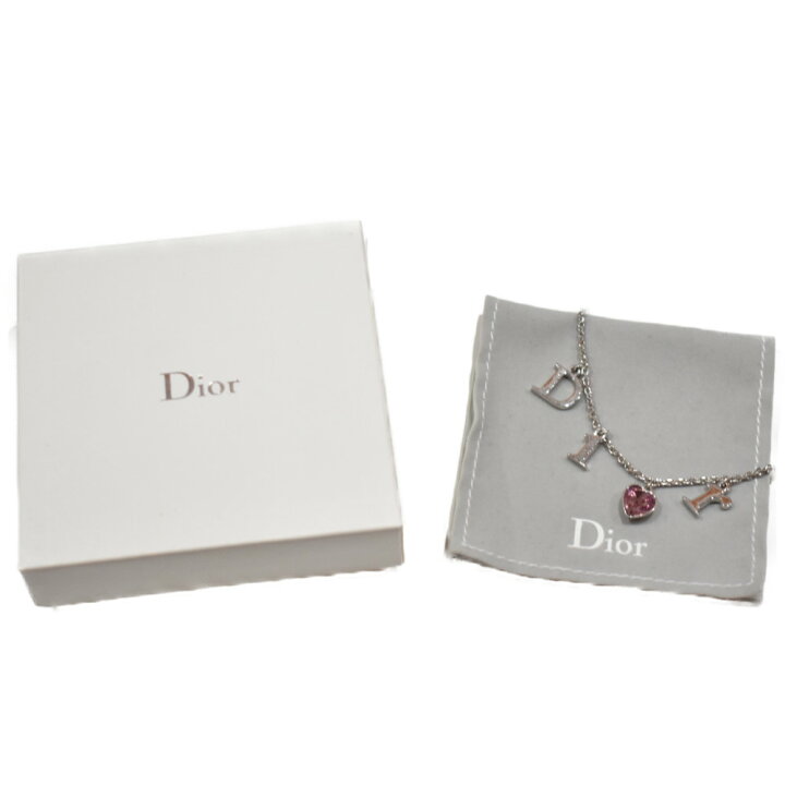 楽天市場】【箱・布袋あり】C.Dior DIORロゴラインストーンネックレス 