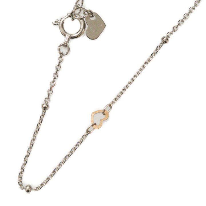 楽天市場】ハートコンビデザインチェーンネックレス K18 K18WG ピンク 