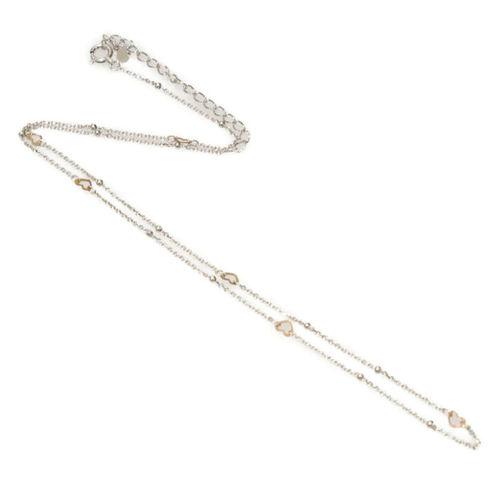 楽天市場】ハートコンビデザインチェーンネックレス K18 K18WG ピンク 