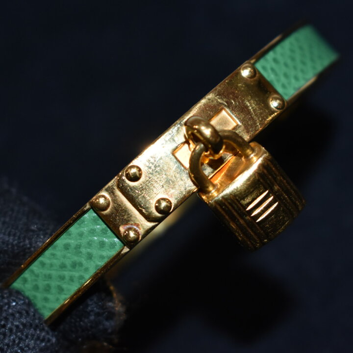 楽天市場】【箱あり】HERMES ケリーバングル レザー ゴールド グリーン