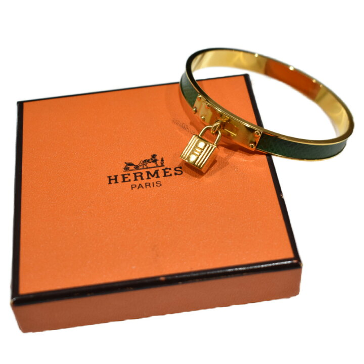 楽天市場】【箱あり】HERMES ケリーバングル レザー ゴールド グリーン 