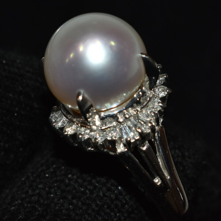 楽天市場】本真珠リング Pt900 パール11.3mm ダイヤモンド0.34ct 約  