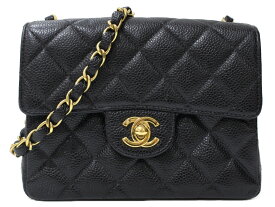 【ギャラあり】CHANEL　シャネル　チェーンショルダーバッグ　A01115　ミニマトラッセ　キャビアスキン　ブラック　ゴールド金具　レディース　ギフト　プレゼント包装可【中古】松前R56号店