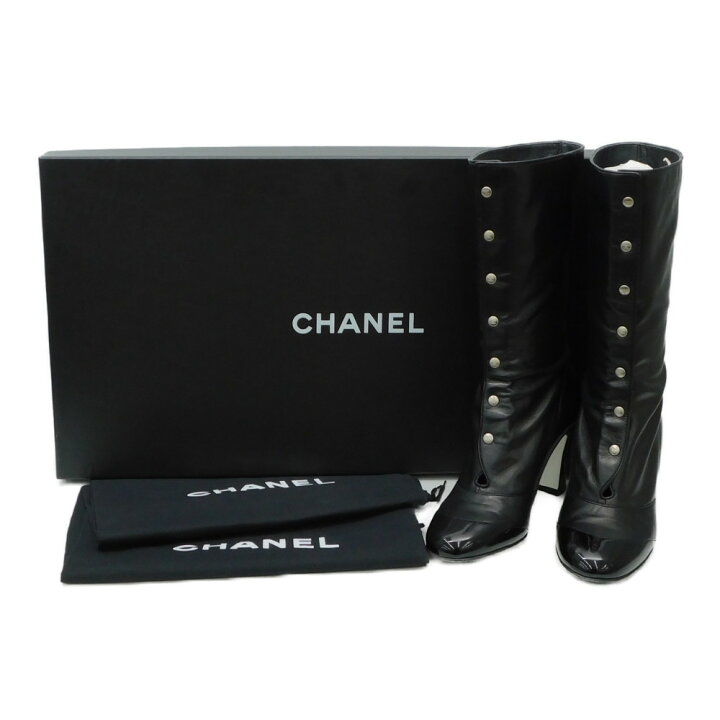 楽天市場】CHANEL シャネル レザー ミドルブーツ ココマーク スナップ 