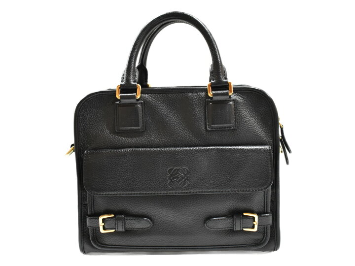楽天市場】【中古品】LOEWEロエベクルス ブラック レザー ハンドバッグ 