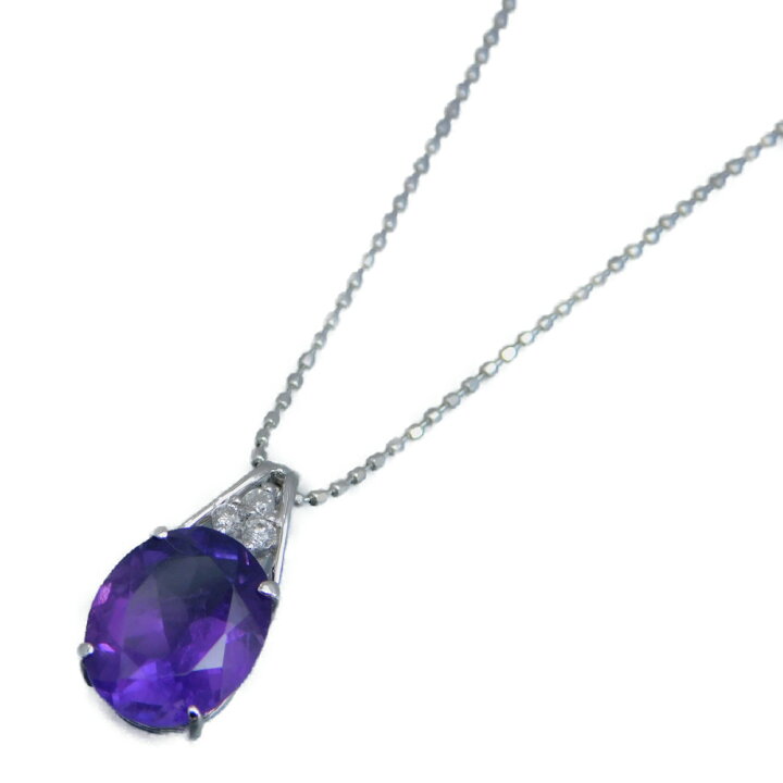 楽天市場】K18WG アメジスト ダイヤ付き ネックレス 2.10ct 0.05ct 