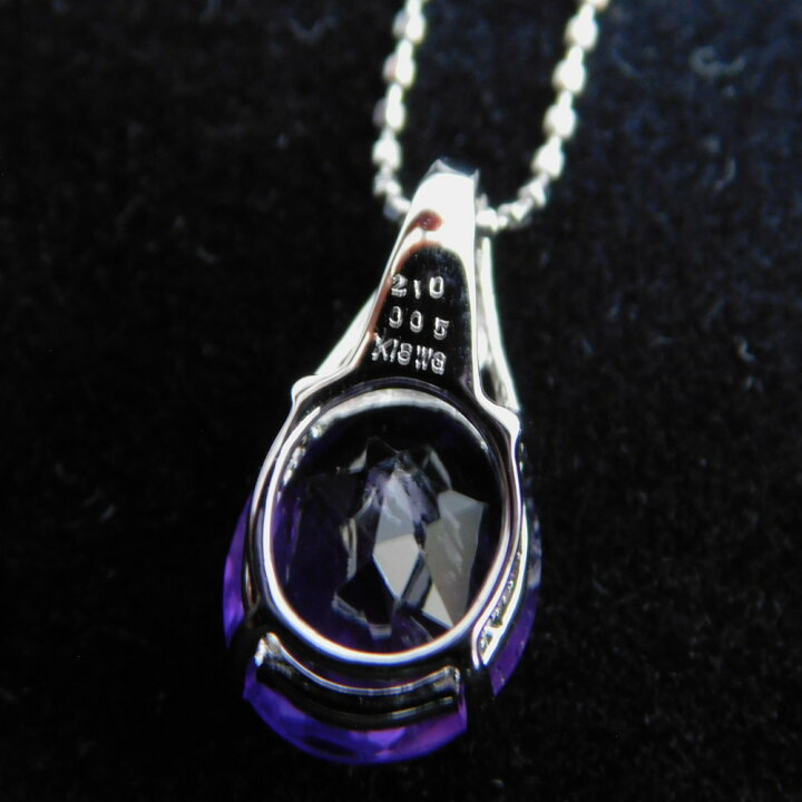 楽天市場】K18WG アメジスト ダイヤ付き ネックレス 2.10ct 0.05ct 