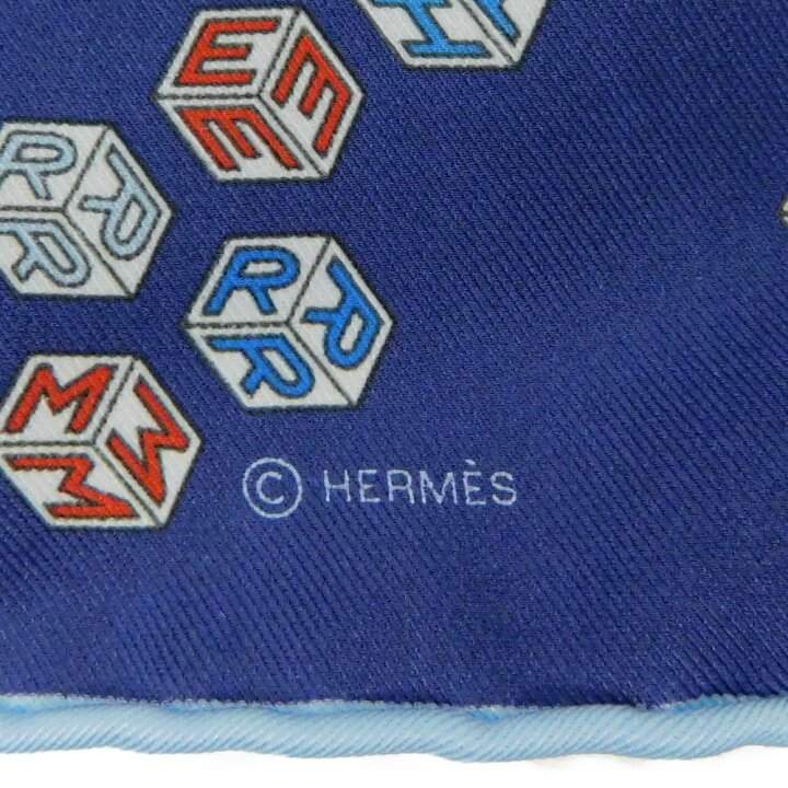 楽天市場】HERMES エルメス カレ40 スカーフ ブルー 青 箱つき シルク  
