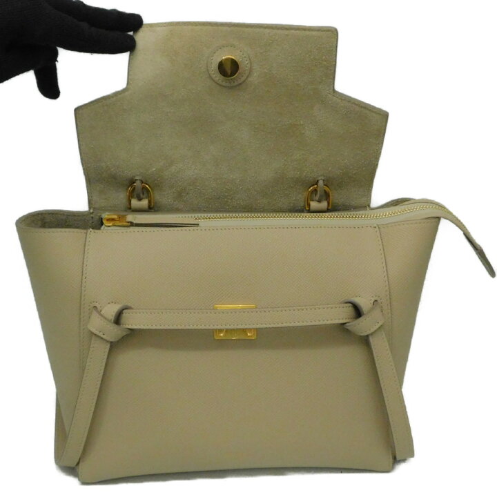 楽天市場】CELINE セリーヌ ベルトバッグ マイクロ ベージュ系 レザー 