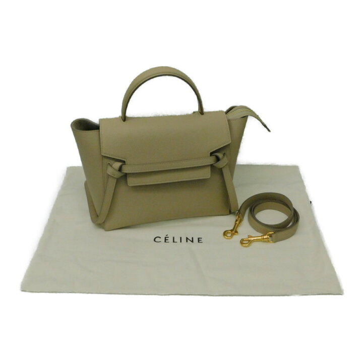 楽天市場】CELINE セリーヌ ベルトバッグ マイクロ ベージュ系 レザー 