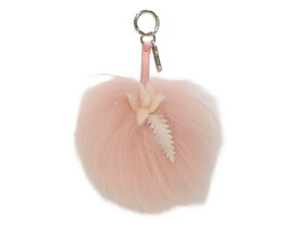 【箱・布袋・ギャラあり】FENDI　フェンディ　バッグチャーム　7AR259　ピンク　ホワイト　ラクーン　ラビット　ファー　ピンク　フラワー　キーホルダー　レディース　ギフト　プレゼント包装可【中古】松山久万ノ台店
