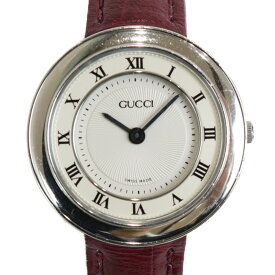 【電池交換済み】GUCCI　グッチ　ウォッチ　545P　クオーツ　SS　ホワイト　ワインレッド 　レディース　腕時計【中古】松前R56号店