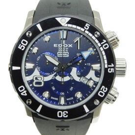 【muta MARINEコラボ】EDOX　エドックス　クロノオフショア1ムータマリンスペシャル　10242-TINMUTA-BUINGM　クオーツ　クロノグラフ　日付表示　逆回転防止ベゼル　1000m防水　チタン　ラバーベルト　メンズ　プレゼント包装可　腕時計【中古】 新居浜店