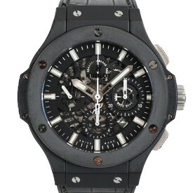 【オーバーホール済】HUBLOT　ウブロ　ビッグ・バン　エアロバン　ブラックマジック　311.CI.1170.GR　自動巻き　デイト　クロノグラフ　セラミック　レザー　ラバー　ブラック　スケルトン　メンズ　腕時計　プレゼント包装　ギフト【中古】松前R56号店